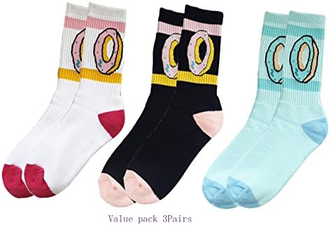 FSZZ Unisex Combed Donut crew socks Casual socks 3Pairs 3colors