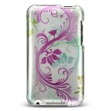 Premium Designer Hard Crystal Snap-on Case for Apple iPod Touch 2, 8GB, 32GB, 64GB - Cool Silver, Hot Pink Floral Print