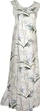 Bamboo Paradise A-Shape Bias Cut 10 Side Slits Hawaiian Aloha Slip-Over-The-Head Long Tank Dress