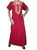 Red Muumuu Cotton Kaftan Floral Embroidered Caftan Long Maxi Dress Xxl