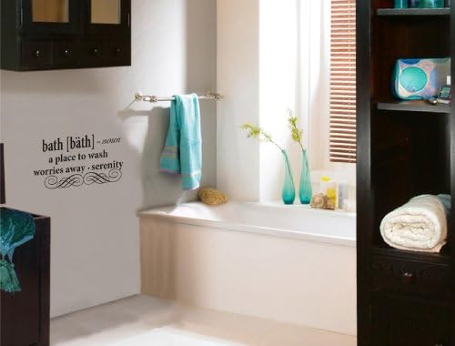 Newsee Decals Bath : a Place to wash Worries Away, Serenity Vinyl Wall Art Inspirational Quotes and Saying Home Decor Decal Sticker steamss