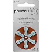 Power One Size 312 Zinc Air Hearing Aid Batteries (60 batteries)