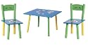 KIDS Room Furniture: Children's Kids Solid Colourful Wooden Table and Two Seating Chairs Set for Boys and Girls