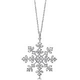 Sterling Silver Pendant Cubic Zirconia CZ Snowflake Pendant Necklace - Ideal Gift For Mother Day, Anniversary, Engagement, Wedding, Birthday, For Her