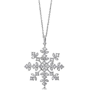 Sterling Silver Pendant Cubic Zirconia CZ Snowflake Pend