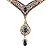 Bollywood Designer Ethinic Indian Bridal Stone Polki Necklace Set with Maang Tikka - Blue