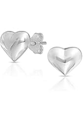 Mothers Day Gifts 925 Sterling Silver High Polished Puffed Heart Stud Earrings 8mm