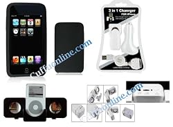 Cuffu iPod Touch 2 (2nd Generation)/ Touch 2G Great Deal Combo Package Black Skin Case Cover & Home Charger , Car Charger, Data Cable & Black Ipod Speakr & FREE Screen Protector (6 in 1) in Only One LOWEST Shipping Rate - Great Holiday Gift