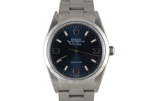 Rolex Mens Stainless Steel Airking Blue Dial