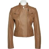 COSTA BLANCA Zipper Cuff Two Pocket Leather Jacket [OS12477CB], CAMEL, LARGE ~ Costa Blanca