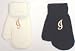 Set of Two White and Dark Navy Magic Mitten Trimmed with Customer Chosen Ivory Monogram Letters for Infants Ages 0-12 Months