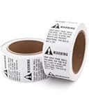 Suffocation Warning Labels, 1,000 Labels, 2 Rolls (500 Per Roll), 2" X 2", Peel and Stick, Labelbasics &reg; Brand, FBA Labels, Shipping Labels