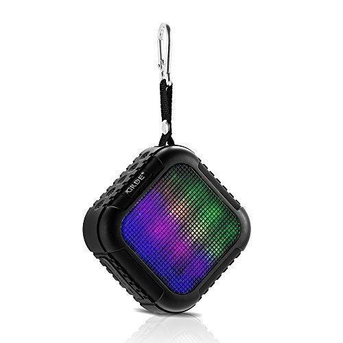 Bluetooth Speakers- Best Waterproof Outdoor & Shower Portable Mini Wireless Bluetooth Speaker,APP Remote Control, TF, FM, Phone Calls, Colorful LED Lights-Black