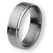 Grooved Edge Brushed and Polished Titanium Ring (6.0 mm) - Sizes 6.5-13.5