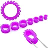 Fashion Ear Plugs - Neon Purple Flare Jelly Ear Tunnels (3/4 Gauge) - Body Jewelry (2 pc)