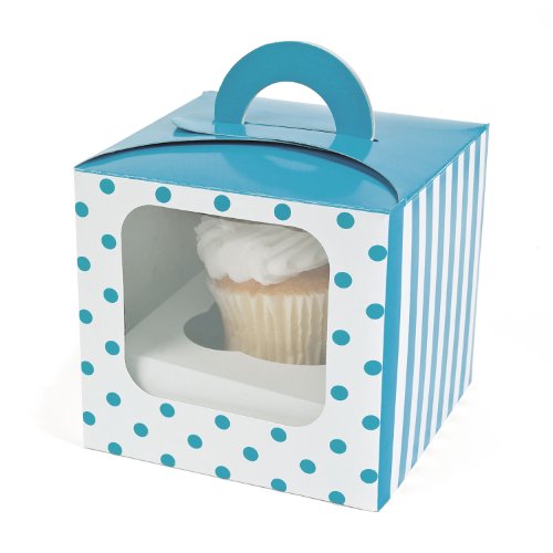 Turquoise Polka Dot Cupcake Boxes (12 pc)