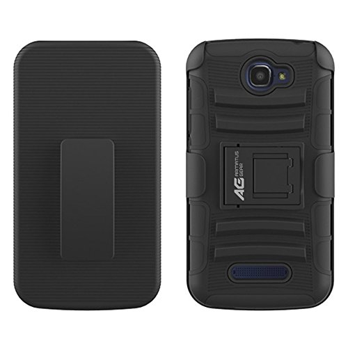 Alcatel One Touch Fierce 2 / Alcatel Pop Icon Case - Armatus Gear (TM) Tactical Hybrid Armor Case 2-in-1 Dual Layer Protector with Kickstand and Holster Combo For Alcatel One Touch Fierce 2 / 7040T (T-Mobile/MetroPCS) / POP ICON A564C (Straight Talk/TracFone) - Black