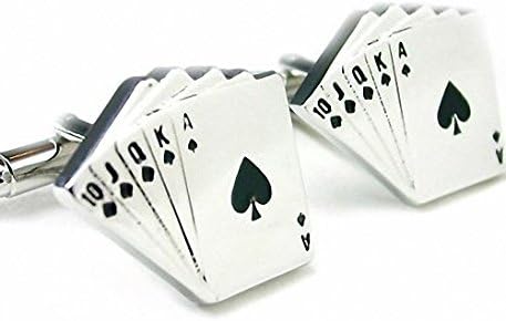 Royal Flush Poker Card Cufflinks Gift Boxed