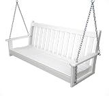 60 Recycled Earth-Friendly Tuscan Veranda Outdoor Patio Chain Swing - White