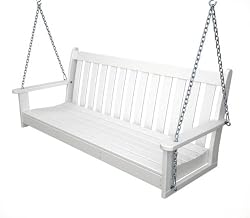 60" Recycled Earth-Friendly Tuscan Veranda Outdoor Patio Chain Swing - White