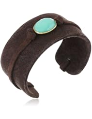 Annie Hammer Jewelry Chrysoprase Leather Cuff Bracelet, 6.25"