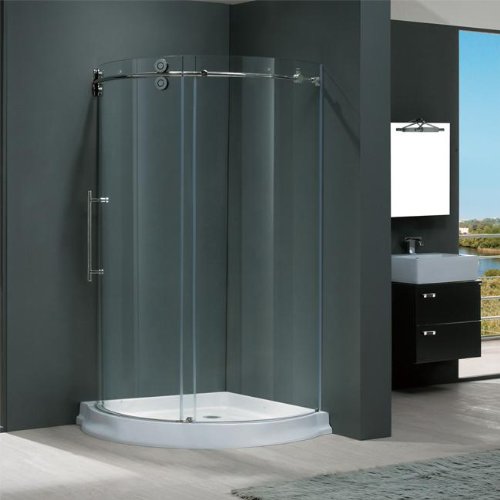 Vigo Industries VG6031CHCL36WL Frameless Round Clear Shower Enclosure, Chrome