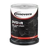 INNOVERA DVD+R Discs Hub Printable 4.7GB 16x Spindle Silver 100/Pack Write-Once Format