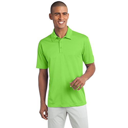 Men's Short Sleeve Moisture Wicking Silk Touch Polo Shirt, L, Lime