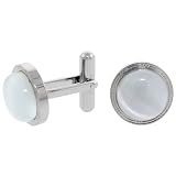 Stainless Steel Cufflinks with Cabochon Moonstone, 5/8 in. (16 mm)