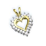 14K Yellow Gold 1/4 ct. Diamond Heart Pendant with Chain