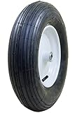Marathon Industries 20063 4.80/4.00-8" Pneumatic (Air-Filled) Tire with Ribbed Tread, 3" Centered Hub, 3/4" Ball Bearings