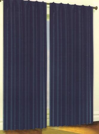 84 Length Solid Blackout Thermal Insulated Lined Curtain - Navy