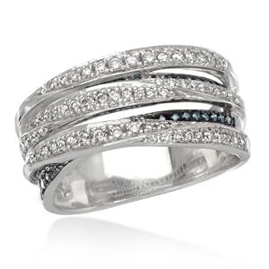 Blue Diamond Fashion Ring 5/8 Carat (Ctw) 14K White Gold Ring