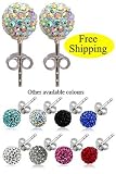 Swarowski Crystal Stud Earrings GlitZ JewelZ © - 5/16' (8MM) - Silver - made with over 140 Swarowski crystals - bling bling!! Comes packed in a lovely velvet pouch - Choose the colour & size from the menu below