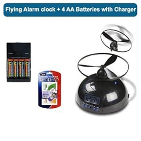 Flying Alarm Clock With 4 AA rechargeable Battries with charger and lense protector by Princess