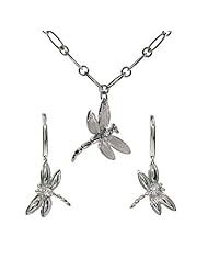 CZ Dragonfly Necklace and Earring Set