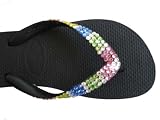 SWAROVSKI CRYSTAL HAVAIANAS THONG SANDALS FLIP FLOPS RAINBOW BRIGHTS U.S.SIZES 4-10