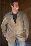 Men's Distressed Leather Blazer