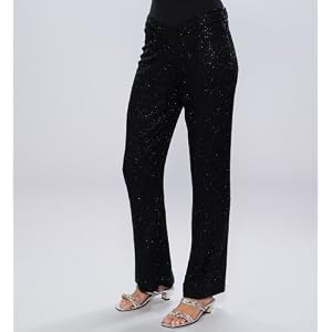 Beaded Evening Pant for Evening, Formal, Holiday, Party, Wedding by Sean Collection (658) Black
