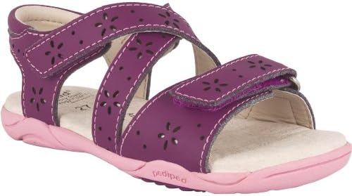 Pediped Flex Girl's Mae Perforated Velcro Sandals, Purple, 20