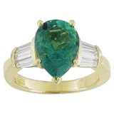 18K Yellow Gold Emerald and Diamond Ring