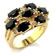 Brass Gold Plated Ring with Jet CZ - Size: 5-10
