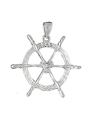 Clevereves 14K White Gold Pendant Ships Wheel 7.6 - Gram(s)