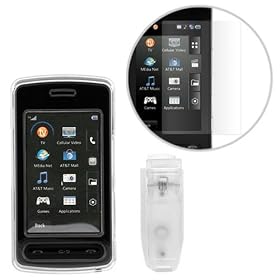 Transparent Clear Crystal Snap-on Cover Case with Clip + Clear Reusable LCD Screen Protector for AT&T LG Vu CU920 Cell Phone