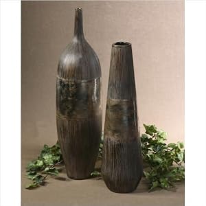 Uttermost 2 Piece Minya Vase Set in Antique Taupe 19237 by 