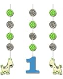 Creative Converting Wild at One Zebra Hanging Cutout Party Decorations, 3-Count