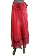 Silk Sari Reversible Multi Wear Orange Pink Wrap Skirt Dress Long Skirts 36" L