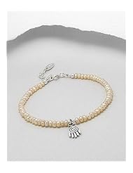 Peach (Natural) Hand Fresh Water Pearls Bracelet In 92.5 Sterling Silver