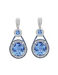 24.42ct Blue Diamond Topaz Diamond Earrings 14k Gold