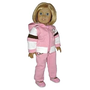 Pink Jogging Suit Jacket and Pants. Fits 18 Dolls Like American Girl Doll. by